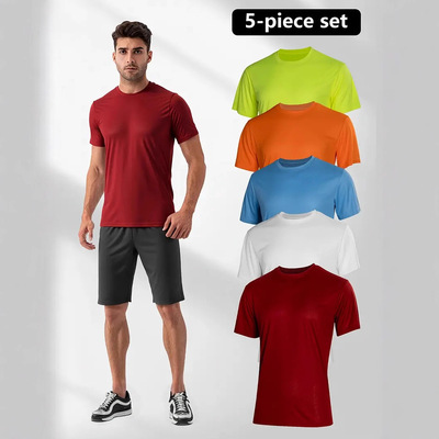 men compression t shirt tops tee纯色网格t恤男士短袖运动上衣