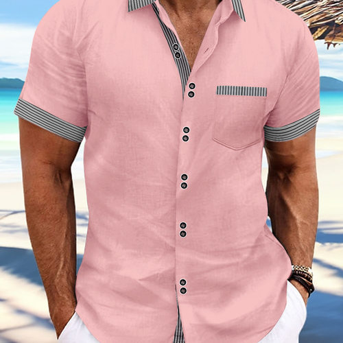 shirt tops streetwear casual shirts tee新款夏时尚男士条纹