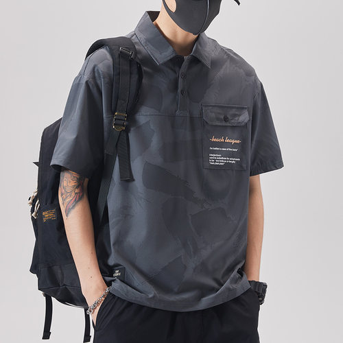 quick dry t-shirt shirt compression tee tops冰丝polo衫男日系