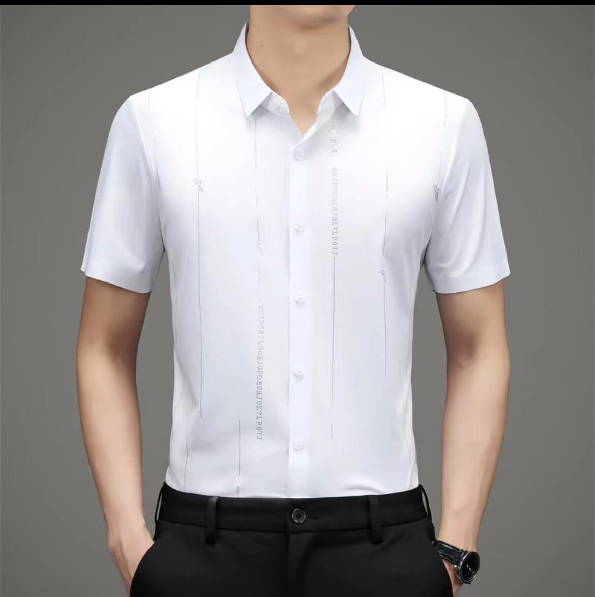 men's short sleeve shirts冰丝短袖衬衣男士商务休闲弹力免烫