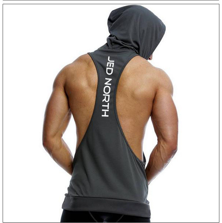 mens gym clothing waistcoat hood singlet shirts man clothes
