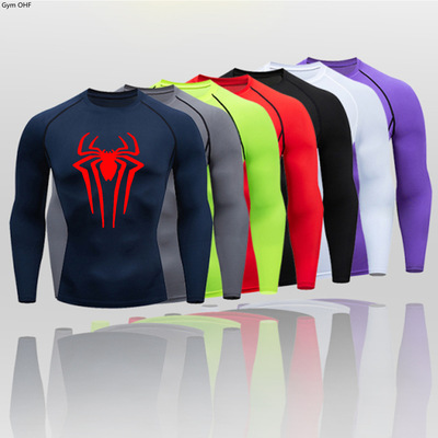long sleeve compression shirts for men gym workout rash