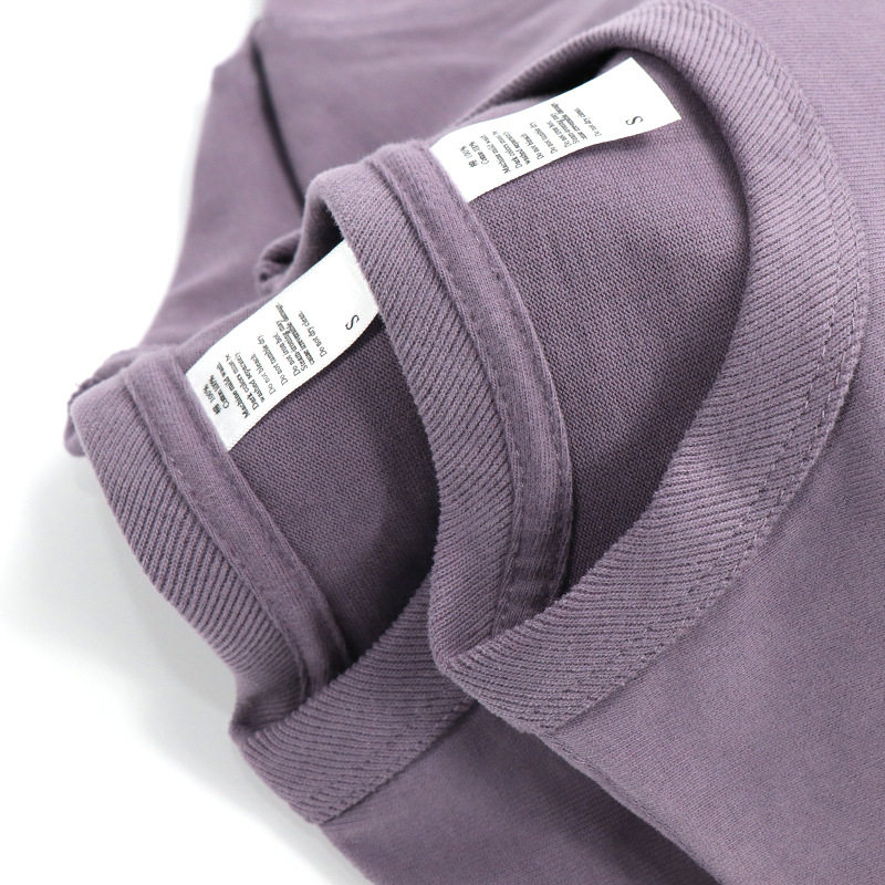 Men Cotton tShirt 300g重磅碳素磨毛黑布林紫色短袖t恤纯棉