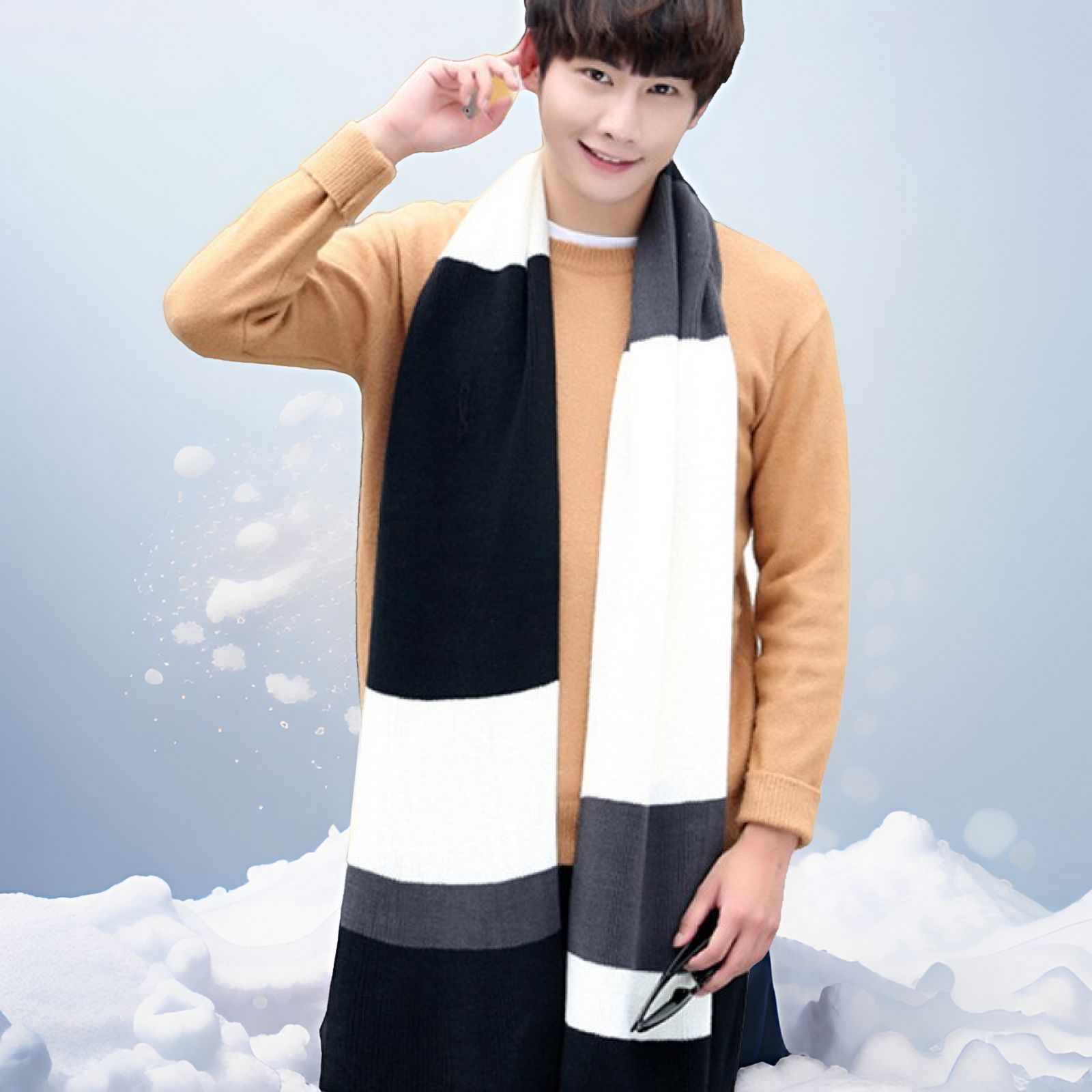 fashion men scarf男士感围巾冬季学院风加厚保暖学生情侣毛线