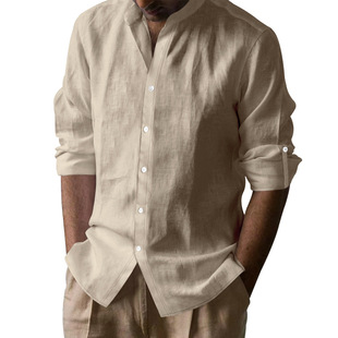 male亚马逊男士 man men for 威夷风棉麻立领透气亨利领 clothes