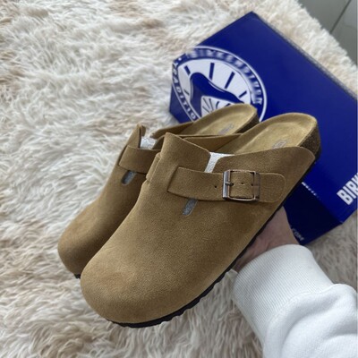 slippers slides flat shoes sandals cork clogs mules真皮勃肯