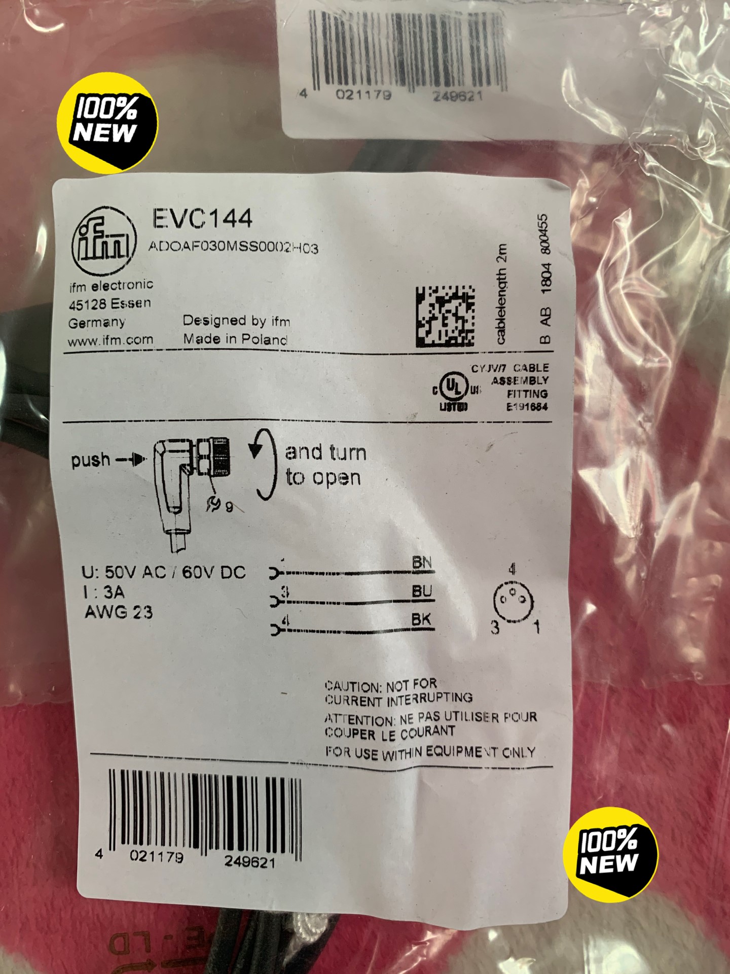 ifm易福门EVC144连接线-议价