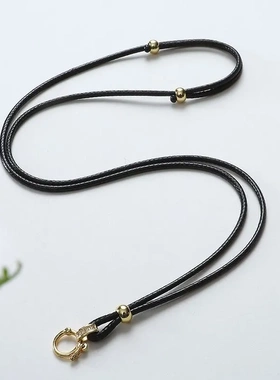 黑色蜡皮绳吊坠挂绳玉坠项链绳手工编织卡扣配绳佛牌挂坠蜜蜡黄金