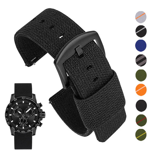 透气尼龙手表带适用天梭卡西欧汉密尔顿欧米茄精工浪琴帆布表链男