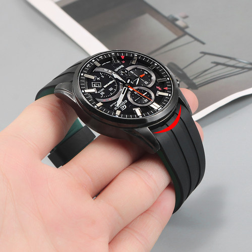 适配卡西欧EQB-501/ECB-900/EFR-303/EFS-S510弧口硅胶手表带男士