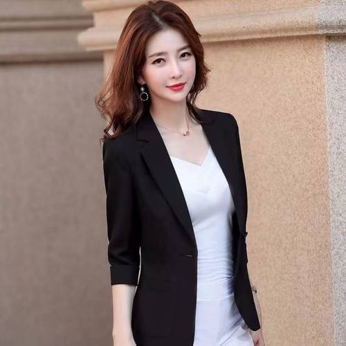亚麻薄款小西装外套女七分袖春夏