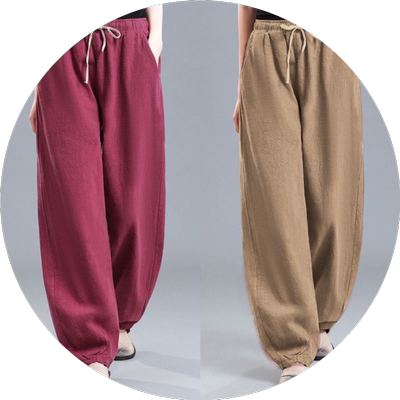 夏季棉麻裤女夏季灯笼宽松哈伦裤