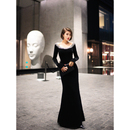 连衣裙 长袖 XULU原创轻奢法式 丝绒优雅鱼尾裙复古气质小众黑色修身