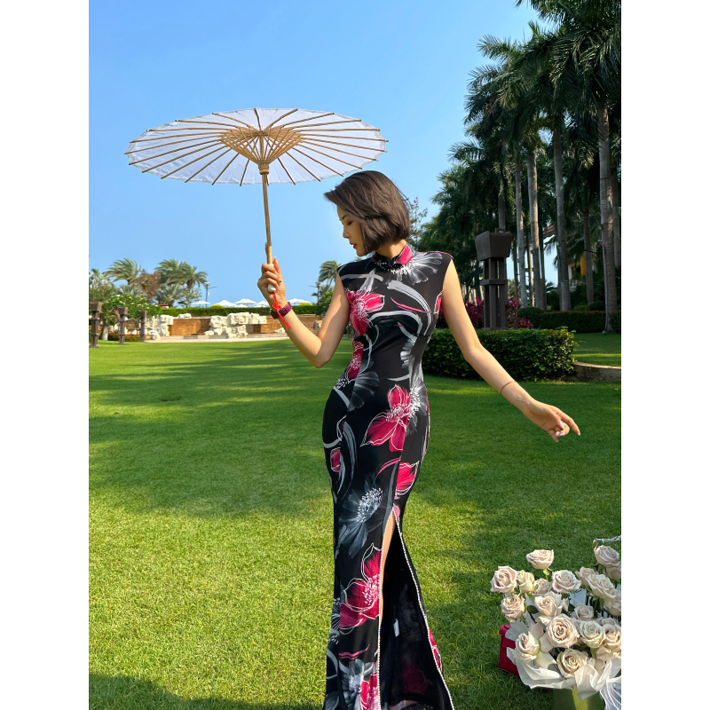 气质手工珠链镶嵌装饰鱼尾连衣裙