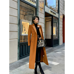 外套 长款 XULU原创100%羊毛气质经典 枪驳领大衣复古大气设计感长袖