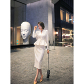 XULU原创欧洲高定雪花丝绒压皱复古气质小香风假两件西装 连衣裙