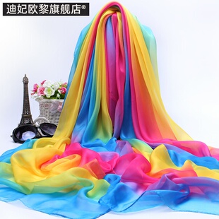 舞蹈丝巾女百搭春天披肩两用长款纱巾新款2019春秋季妈妈款薄围巾