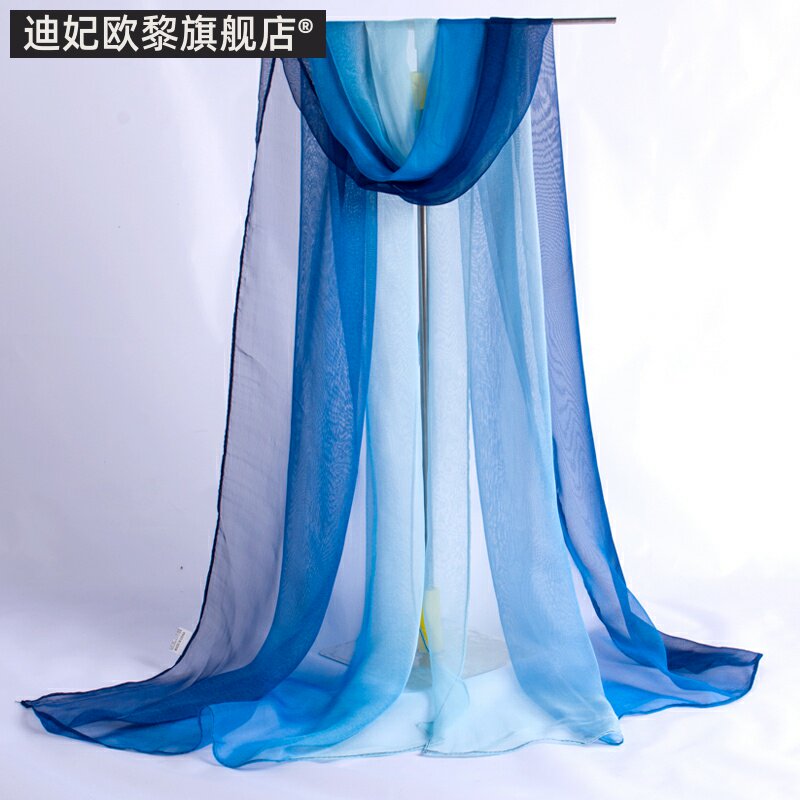 渐变春秋彩色装饰学生两用小丝巾