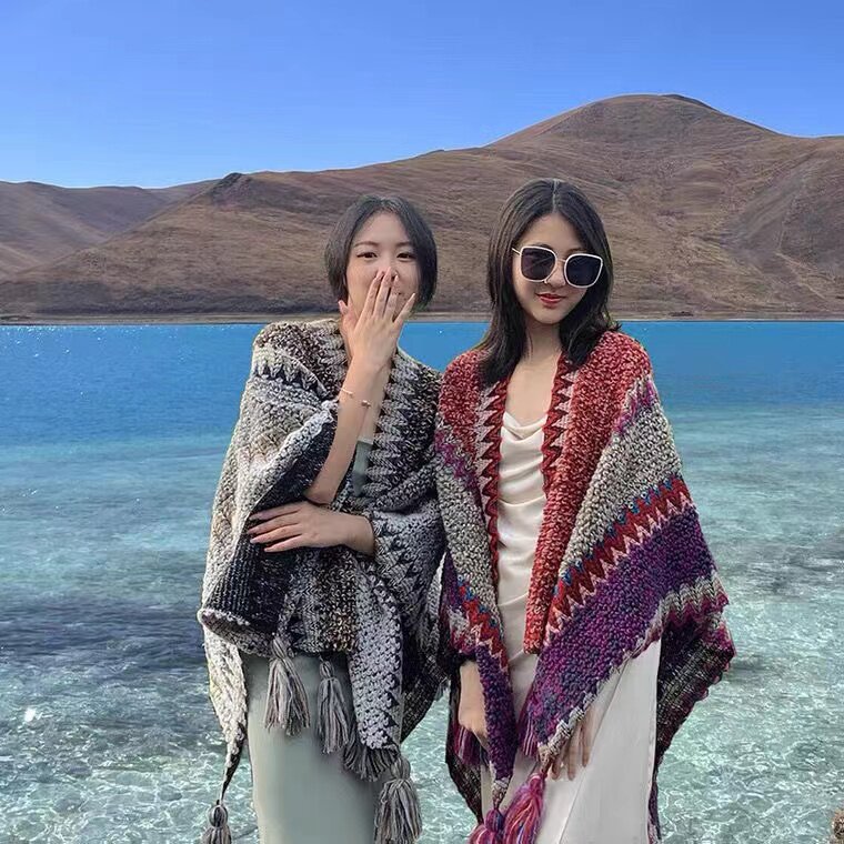 两用女式冬季可穿外搭加厚披肩