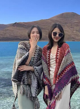 两用女式冬季可穿外搭加厚披肩