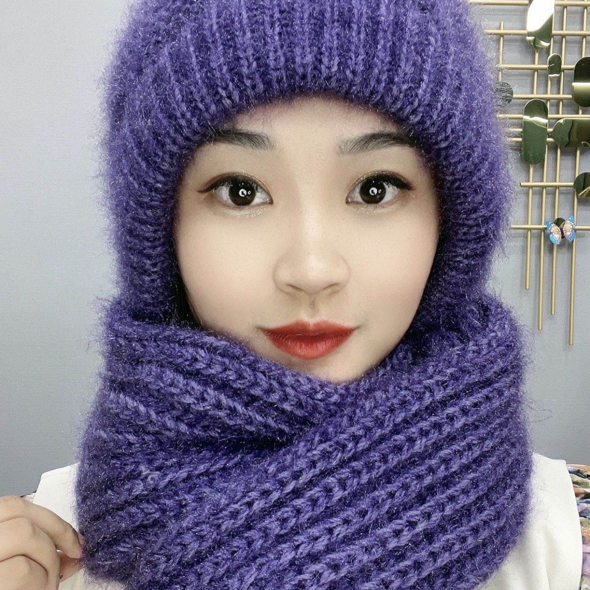冬季加绒厚女士帽子防寒