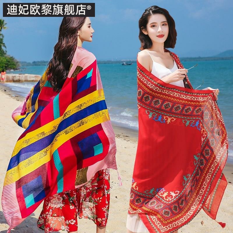 加长款沙滩旅游拍照草原大号纱巾