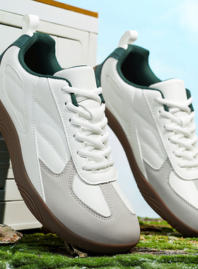 邓氏鱼宽头德训鞋男6E平底复古宽楦赤足鞋女运动休闲百搭板鞋大码