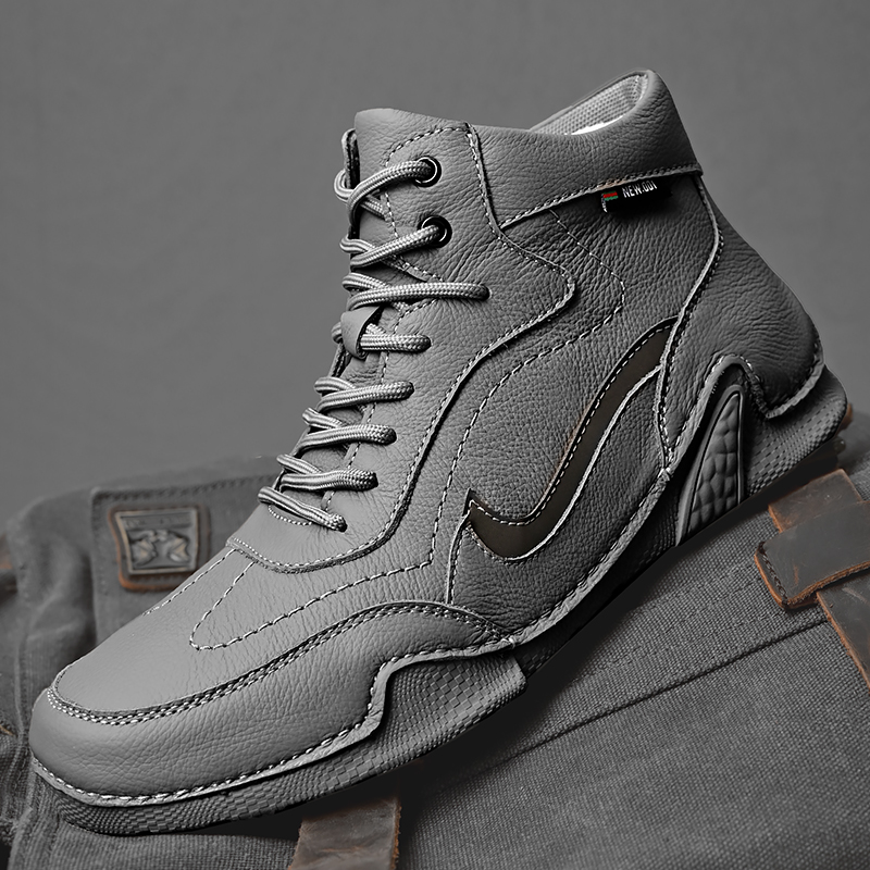 公羊动感马丁靴男真皮加绒棉鞋子