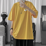 T006P18短句风潮流百搭短袖卡通对钩印花加大码港风情侣T恤，男装T恤，电商A050