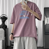 T106P20短句风潮流休闲云朵印花糖果色港风短袖T恤学生情侣，男装T恤，电商A050