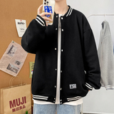 Y8801P55室内港风宽松休闲情侣棒球领港风开衫卫衣蝴蝶印花，男装卫衣，电商A050