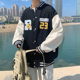 J902P59港风外景潮流休闲青年情侣棒球领字母数字印花夹克春装，男装夹克，电商A050