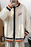 J908P45室内港风立领撞色开衫夹克休闲宽松彩虹印花港风情侣春，男装卫衣，电商A050