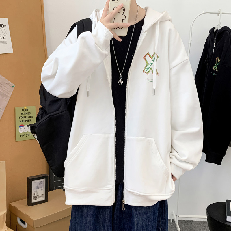 Y8881P55室内港风叉叉印花港风连帽开衫卫衣情侣百搭休闲宽松,男装卫衣,电商A050