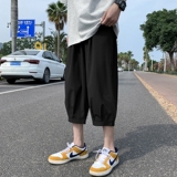 k161P25外景冰丝七分裤哈伦裤港风休闲宽松加大码青年纯色收口，男装休闲裤，电商A050
