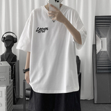 T008P18短句风夏装休闲宽松短袖T恤字母印花港风情侣糖果色，男装T恤，电商A050
