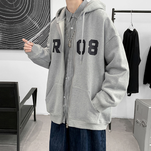 Y8886 P50 大皂风 港风连帽开衫卫衣外套学生宽松情侣字母印花春图片