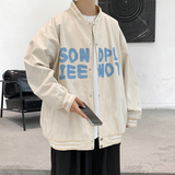 J906P50基地港风字母印花糖果色棒球领棒球服情侣夹克港风休闲，男装卫衣，电商A050