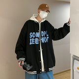 J906P50港风外景百搭外套字母印花棒球领学生情侣夹克休闲潮流，男装卫衣，电商A050