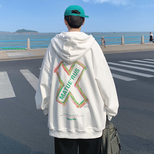 Y8881 P55 港风外景 字母印花休闲连帽开衫卫衣学生外套港风情侣图片