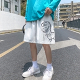 K202P25外景加大码宽松休闲百搭港风恐龙印花青年沙滩裤五分裤，男装休闲裤，电商A050