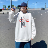 Y101P32港风外景印花卫衣圆领套头卫衣宽松休闲情侣潮，男装卫衣，电商A050