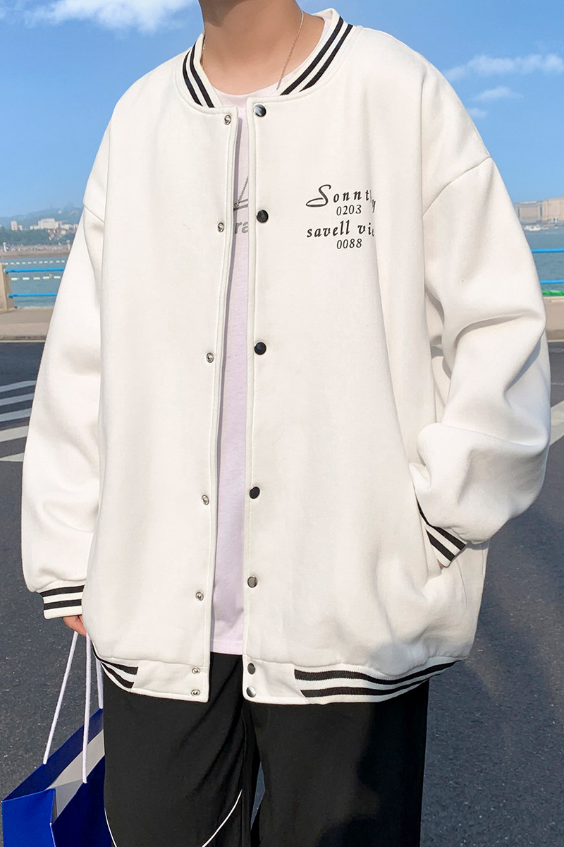 Y8885P55港风外景百搭学生情侣港风棒球领开衫卫衣棒球服休闲,男装卫衣,电商A050