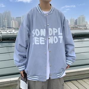 J906 P50 港风外景 潮流青年字母休闲印花宽松棒球领港风夹克情侣图片