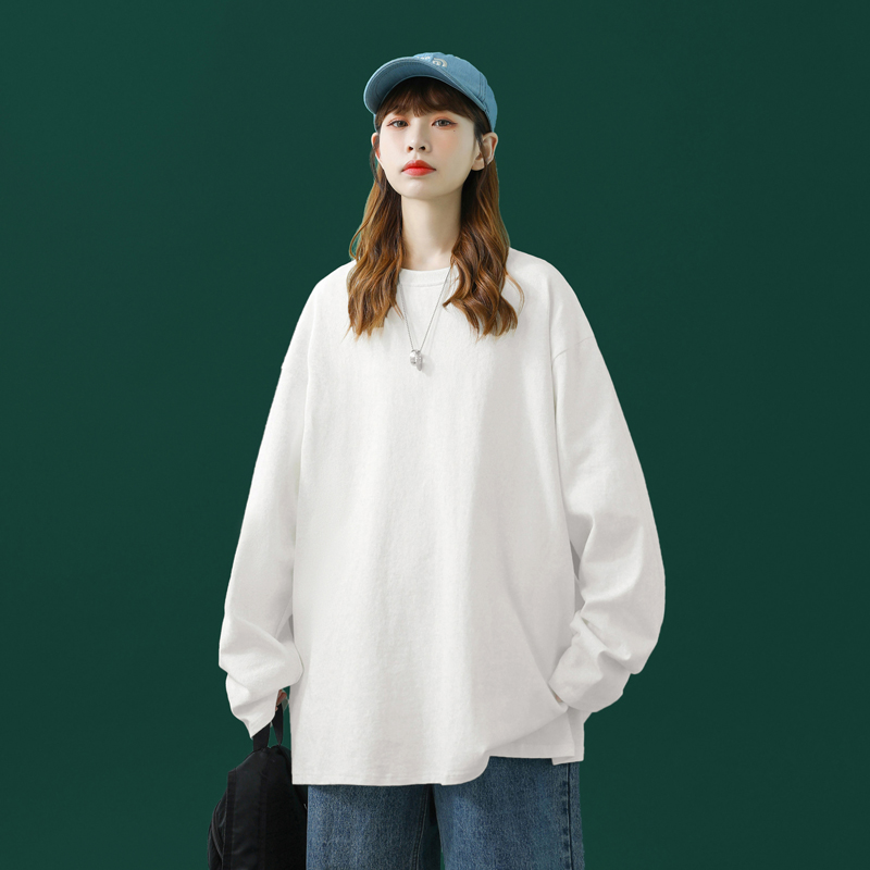 T003P17中性风圆领T恤加大码情侣装青年百搭长袖春装打底上衣，男装T恤，电商A050