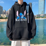 Y106P32港风外景宽松连帽套头卫衣卡通印花情侣卫衣，男装卫衣，电商A050