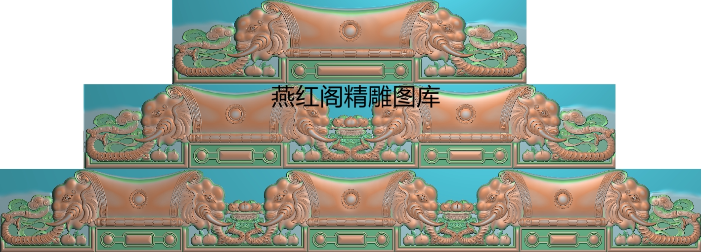 象头如意寿桃沙发靠头精雕图jdp大奔大象椅脑kt303深15没线浮雕图
