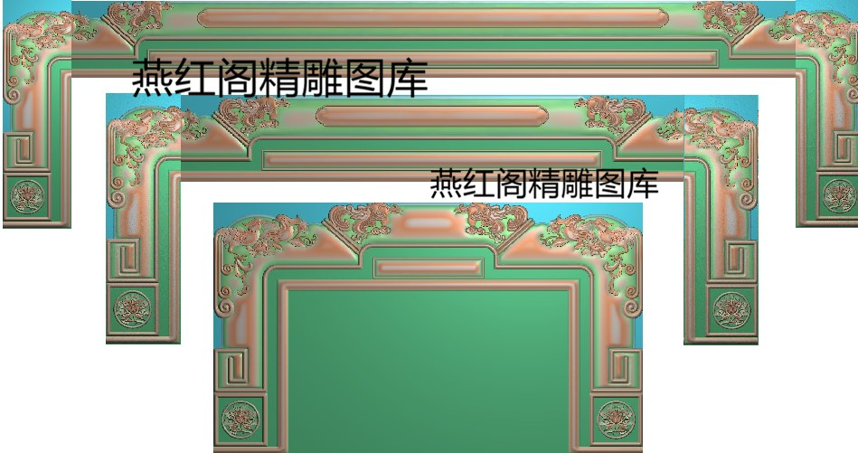 新款草龙牡丹花鸟沙发靠头精雕图新财源123位床椅脑灰度图浮雕图