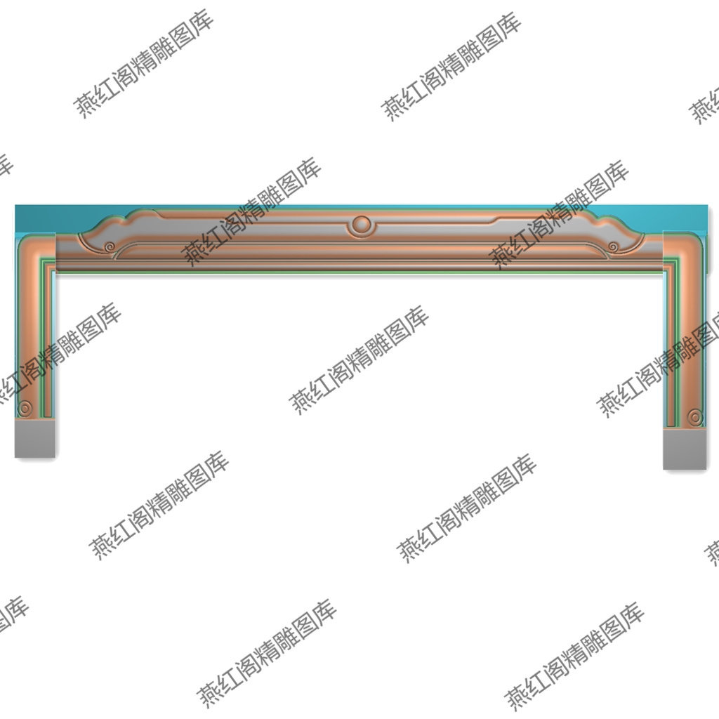 新款简单中式大床靠头精雕图床头帽子如意线条脑靠灰度图浮雕图
