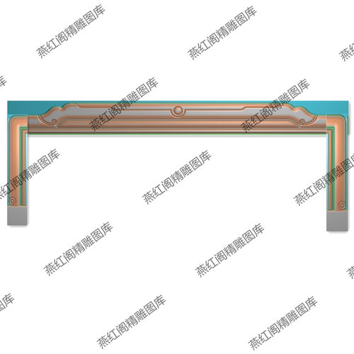 新款简单中式大床靠头精雕图床头帽子如意线条脑靠灰度图浮雕图